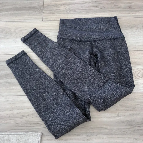 Lululemon Wunder Under High Rise Leggings Herringbone Black White Size 2 - Image 2