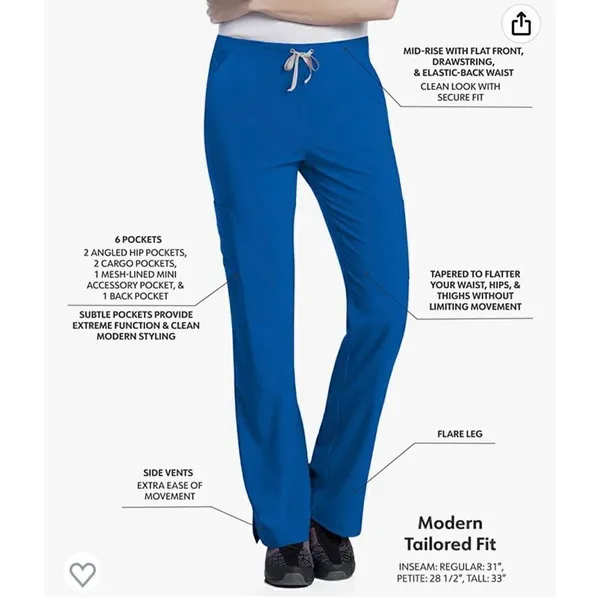 Urbane Performance Tailored Fit Stretch 6-Pkt Cargo Scrub Pants for Women 9312 - Image 2
