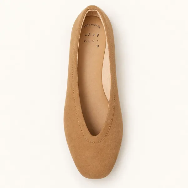 A New Day Neve Tan Microfiber Memory Foam Ballet Flats Brown Square Toe 6.5 - Image 3