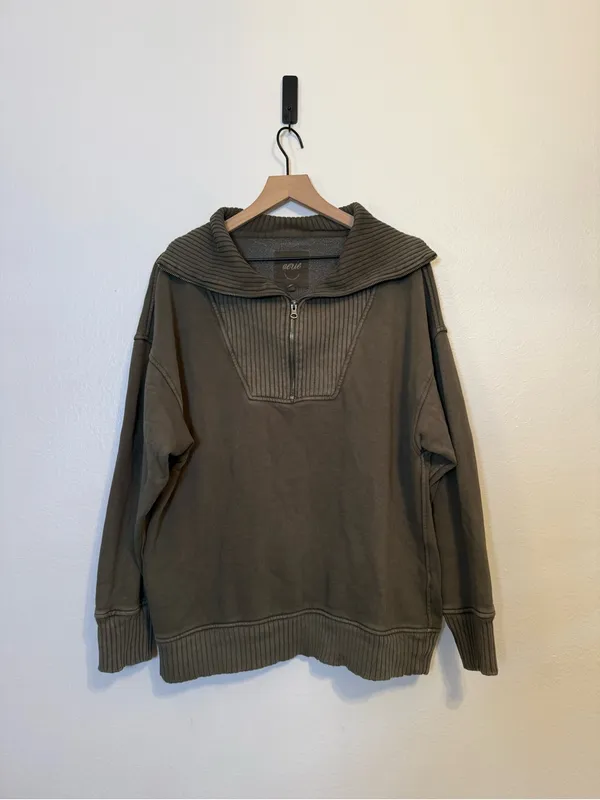 Aerie Down To Earth oversized quarter-zip‎ sweatshirt - Image 2