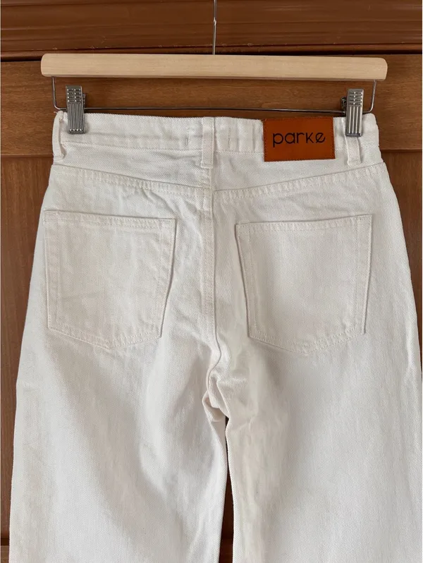 Parke Wide Leg Relaxed Jeans Raw Hem Button Fly White Wash Women’s size 25 - Image 8