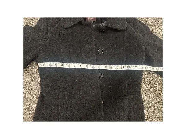 Anne Klein Gray Black Wool Blend Pea Coat Petite 8 - Image 7