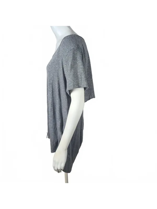 BKE Women's Gray Short Sleeve Top with Open Back Detail Size L - Image 3