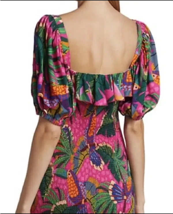 Farm Rio Smocked Puff Sleeve Mini Dress Size S - Image 3