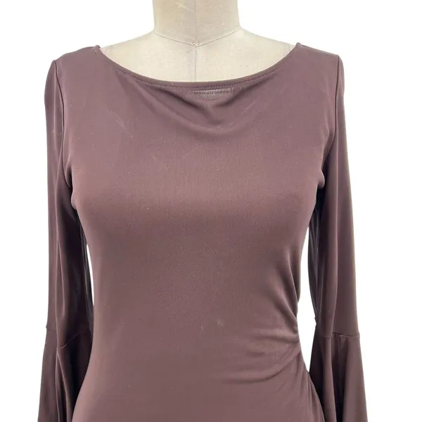 Diane von Furstenberg Vintage Brown Bell Sleeve Sheath‎ Dress Y2K Size 12 - Image 3