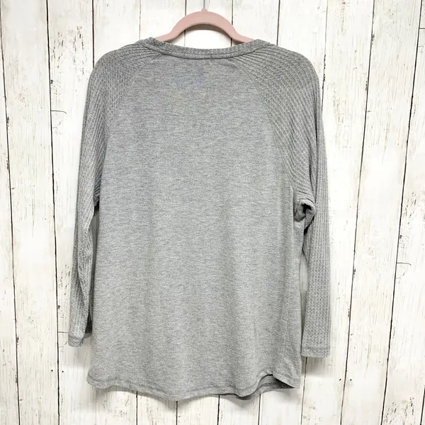 Modern Canvas Pumpkin Graphic Waffle Knit Womens Size L Grey‎ Fall Farmhouse Top - Image 6