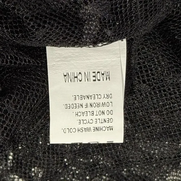 Top Sheer Lace Bow Y2K Coquette Whimsigoth Witchy Romantic Goth Black Large - Image 4
