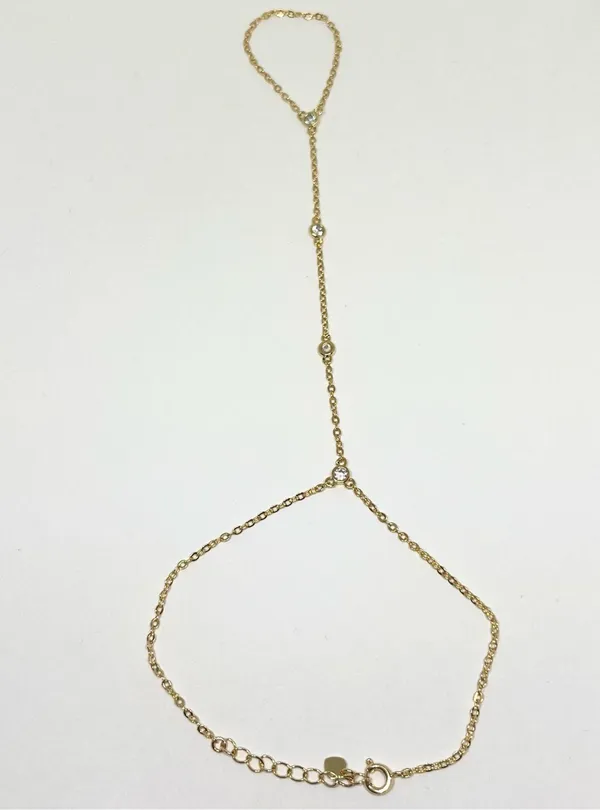 18k gold plated hand chain bracelet - Image 4