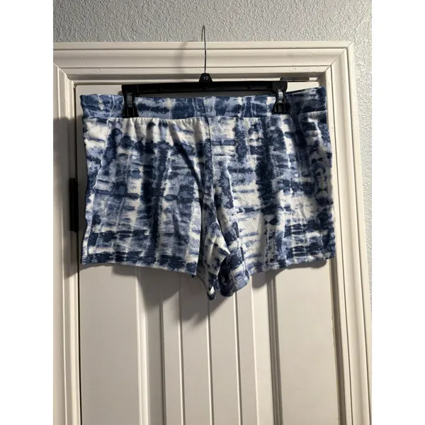 Lucky Brand Lounge Shorts Womens Large Blue Tie Dye Drawstring Athletic Stripe‎ - Image 3