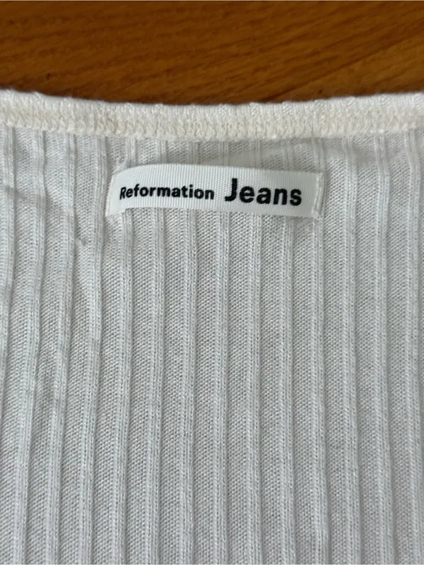 Reformation Flora Ribbed Wrap Tee - Image 4
