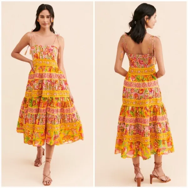 💕FARM RIO💕 Mixed Fruits Paradise Midi Dress ~ Small S NWT - Image 9