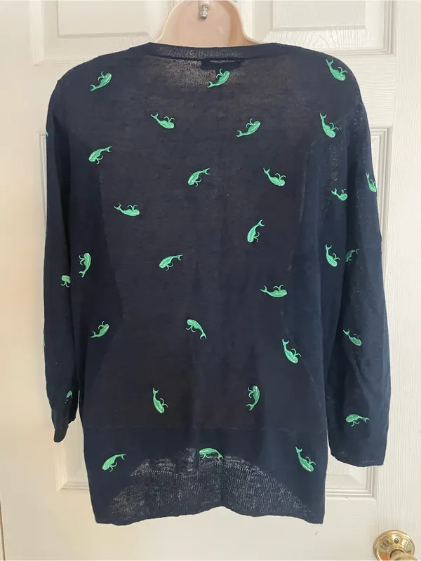 J. Crew Navy Sweater with Green Whale‎ Accent - Image 3
