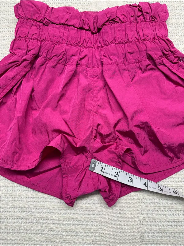 Free People High-Waist Paperbag Shorts in Magenta - Image 4