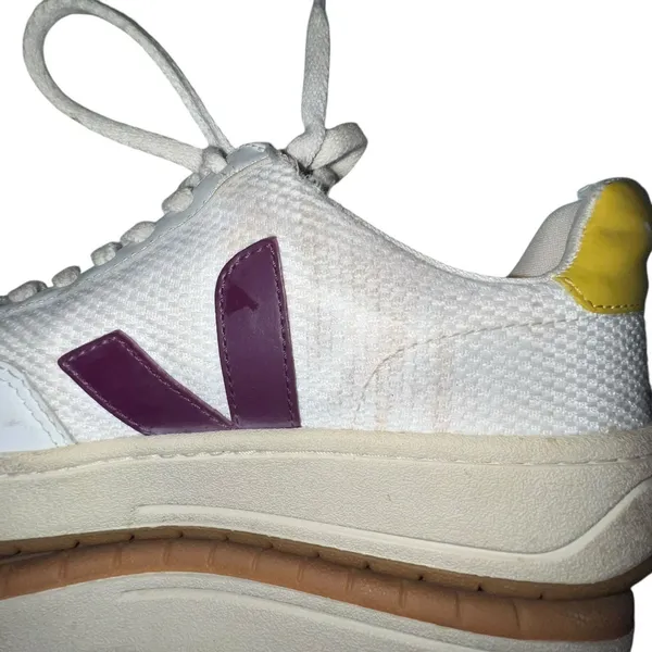 Veja V12 Leather Tennis Shoes Women Size 8‎ Sneakers Purple V Low Top Athletic - Image 8