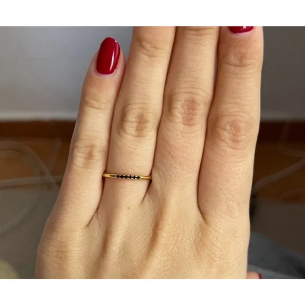 Boutique Dainty Black‎ Onyx Yellow Gold Ring | Gold S925 - Image 14