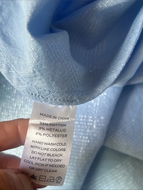 Hill House Athena Blue Glitter Smocked Nap Dress Size Small - Image 15