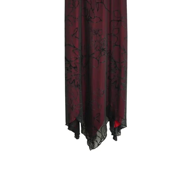 Studio Y 90s Y2K Whimsigoth Black Velvet Midi Dress‎ Red Floral Handkerchief - Image 3