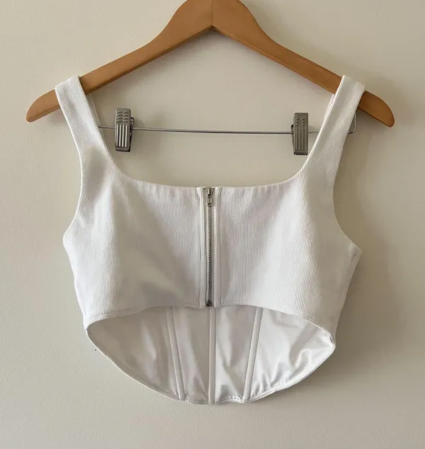 Princess Polly White Kaeshia Bustier Crop Tank Top Size 10 - Image 4