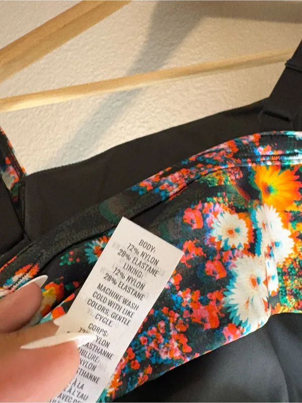 aerie trippy floral 3D athletic casual sporty bra small multicolor black - Image 5