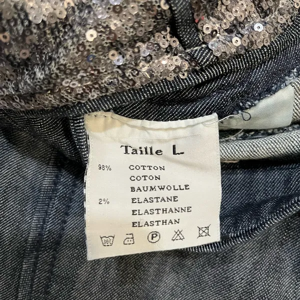 Sequin Denim Overalls‎ Gray Size L - Image 6