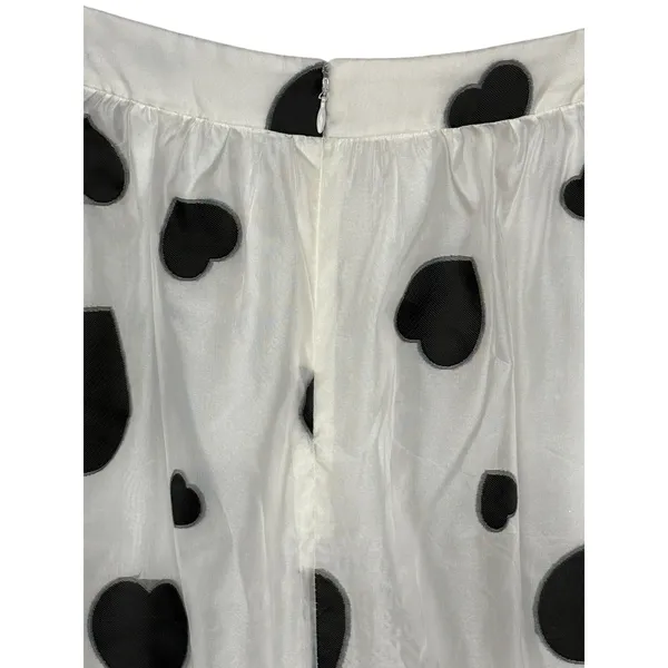 J.Crew Organza Heart Skirt Womens‎ 2 White Black A-Line Midi Romantic Coquette - Image 9