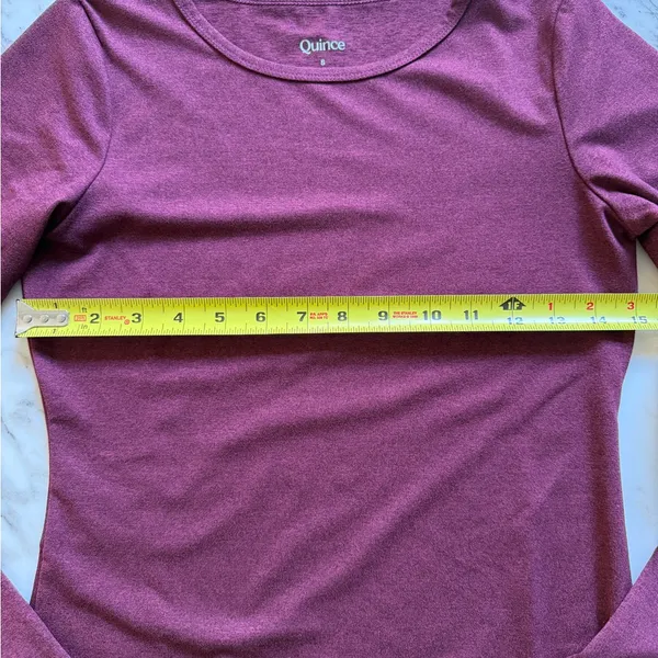 NWOT Quince Ultra-Soft Performance Long Sleeve Tee burgundy Sz S - Image 4