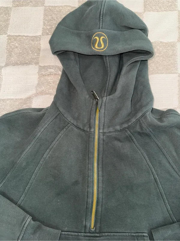 Lululemon Scuba Oversized Half Zip Hoodie *Gold Zip Dark Forest‎ XS/S - Image 2