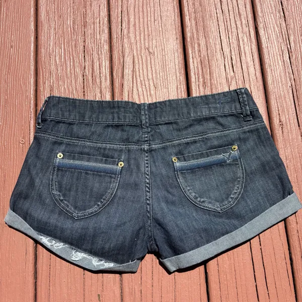 Y2K low rise American Eagle mini jean cuffed shorts - Image 8