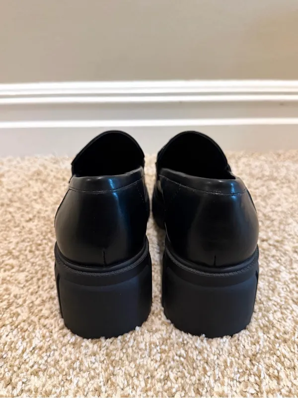 Michael Shannon Black Chunky Emilia Platform Loafers with Chain Detail Size 9 - Image 5