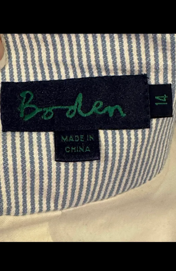 Boden Seersucker Blazer Blue White Striped Tailored Jacket US 10 UK 14 - Image 10