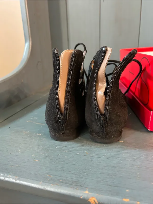 AEROSOLES Black Suede Lace-Up Flats | Women’s Size 7.5 - Image 3