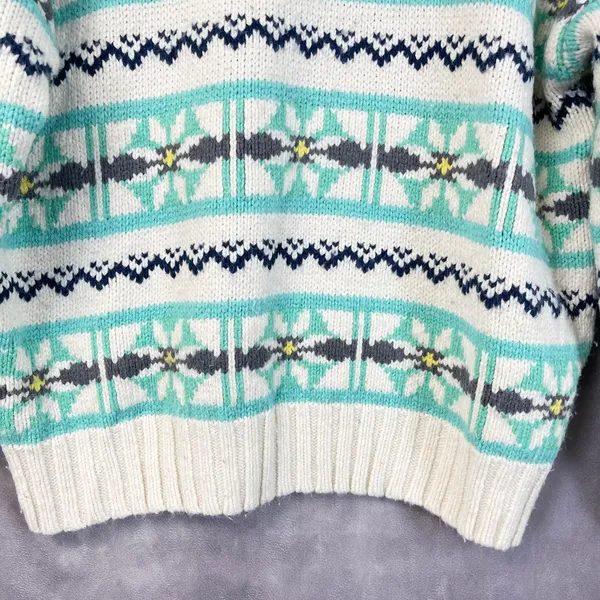 American Eagle‎ Chunky Sweater Women Small Fair Isle Mock Neck Nordic Hygge Cozy - Image 5