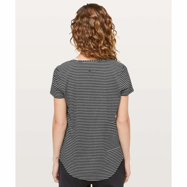 Lululemon Love Tee V Modern Stripe Heathered Black White Top - Image 2