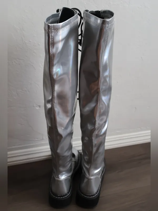 like new open box Demonia Over the Knee Combat Boots Size 6 WOMENS - Image 8