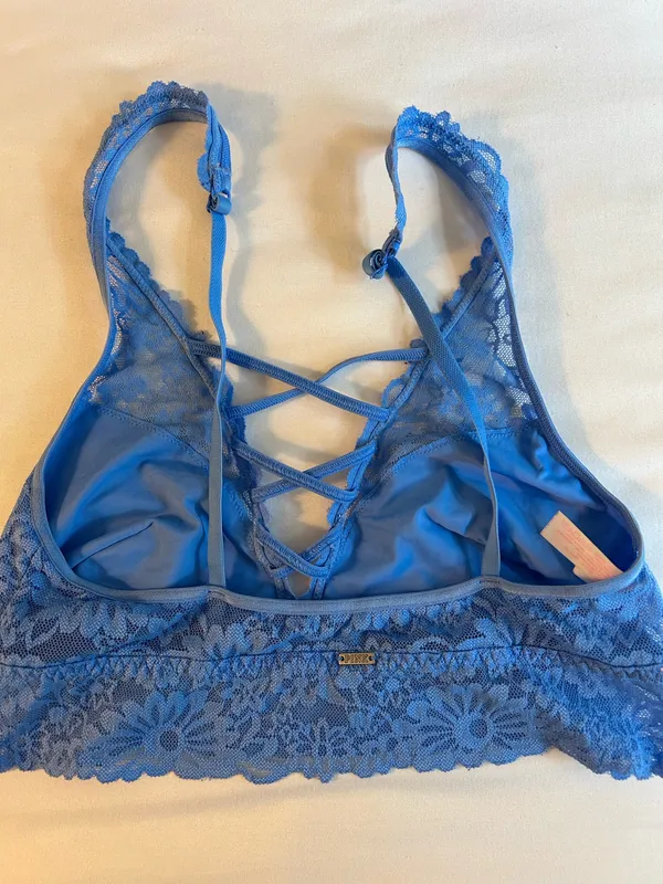 PINK Victoria's Secret Blue Lace Bralette - Image 2