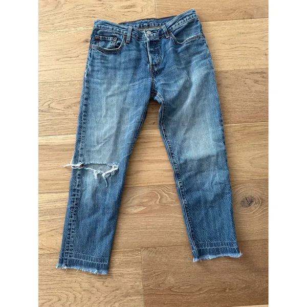Vtg Levi's 501 CT Rolling Fog W26 L32 Distressed Tapered Boyfriend Jeans‎ - Image 4