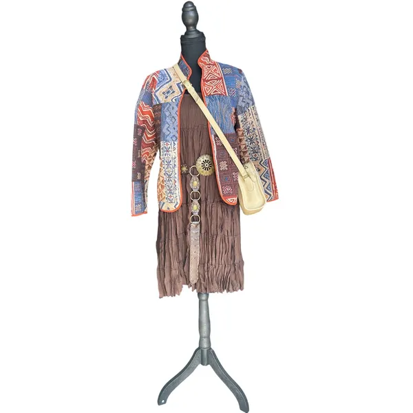 Quilted Kimono Boho Festival Babe Lightweight Spring Jacket Size M - Image 2