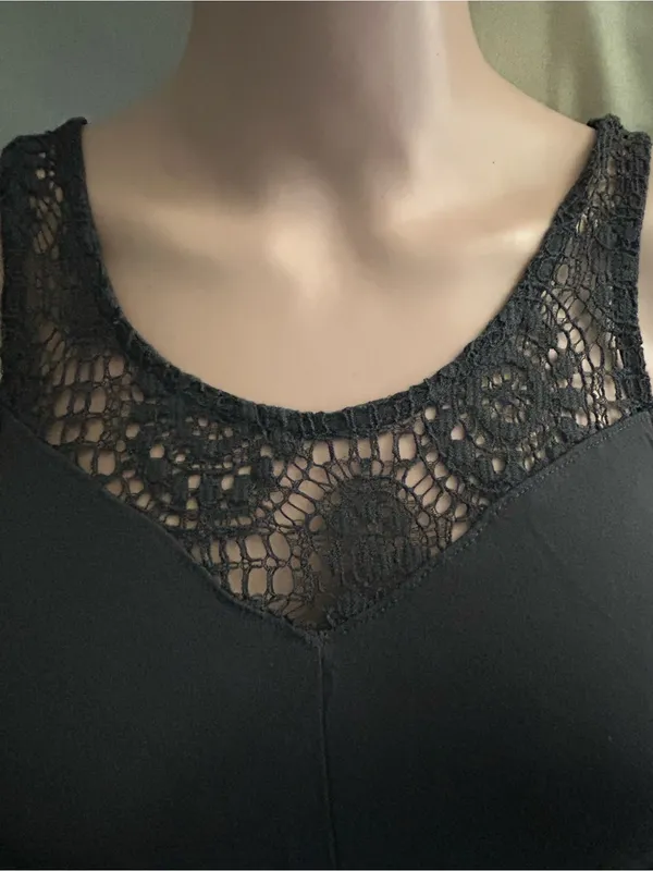 American Eagle Charcoal Black Crochet Trim Sleeveless Tank Top XXS - Image 6