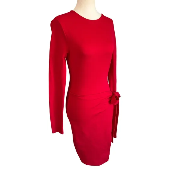 VICI‎ Red Long Sleeve Faux Wrap Side Tie Mini Dress DD7228VC Womens Medium - Image 10