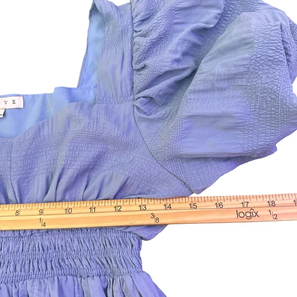 HYFVE Smocked Dress Puff Sleeve Tiered‎ Blue Size S Cottagecore Coastal Cowgirl - Image 12