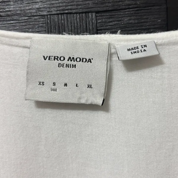 Vero Moda Mini‎ Dress White Embroidered Boho Smocked Vacation Festival Beach S - Image 3