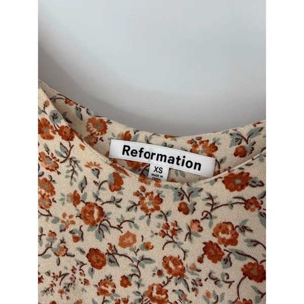 Reformation Rovino Floral Cami Tank Top Cream Rust Ditsy Print XS Fairy - Image 4