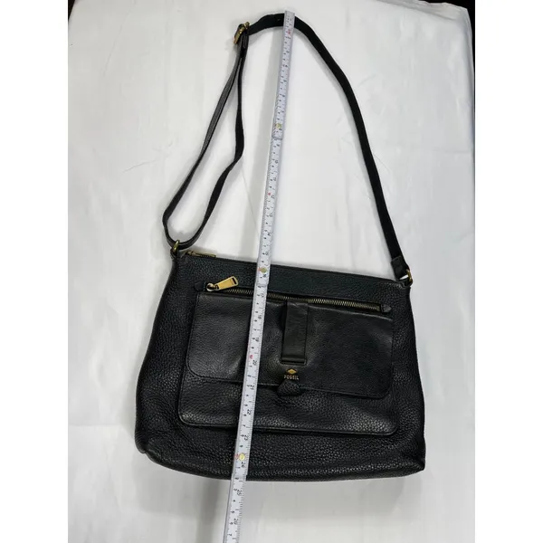 Fossil SKU 7461 Black Leather Crossbody Bag Purse - Image 15
