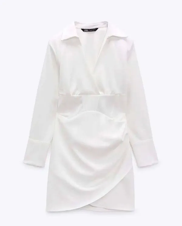 ZARA white dress wedding bridal shower corset mini long sleeve - Image 8