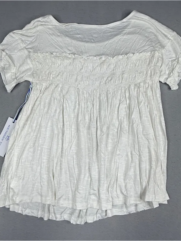 Southern Tide Smocked Babydoll Top Womens XS White NWT Ruffle Coastal Preppy - Image 3