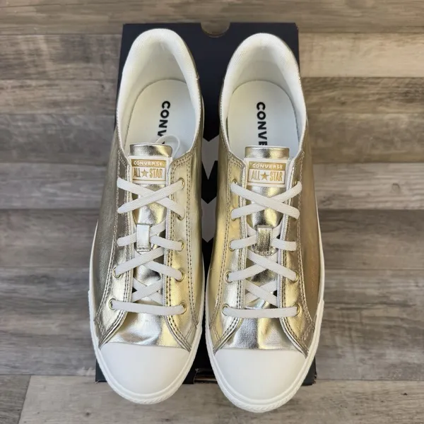 NEW Converse Chuck Taylor Dainty Lucky Ox Gold Metallic A15448C Women's Size 9.5 - Image 4