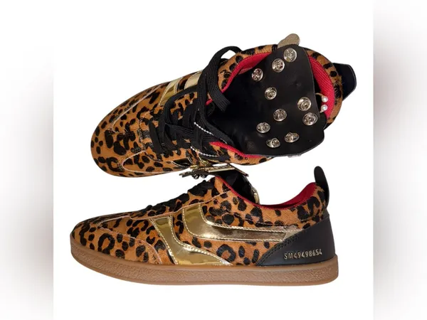 NEW Steve Madden Leopard Lace-Up Low-Top Pin Women's Sneaker Calf Hair SZ-8 - Image 3