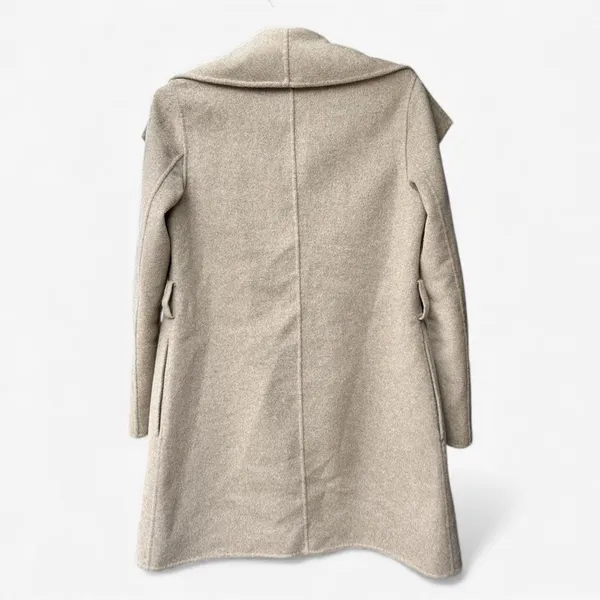 Banana Republic Double Faced Wool Wrap Coat Women XS Beige Minimalist Long - Image 3