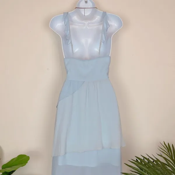 Bellevue Two Tone Blue Tiered Hem Wiola Midi Dress Summer Wedding Guest Vacation - Image 6