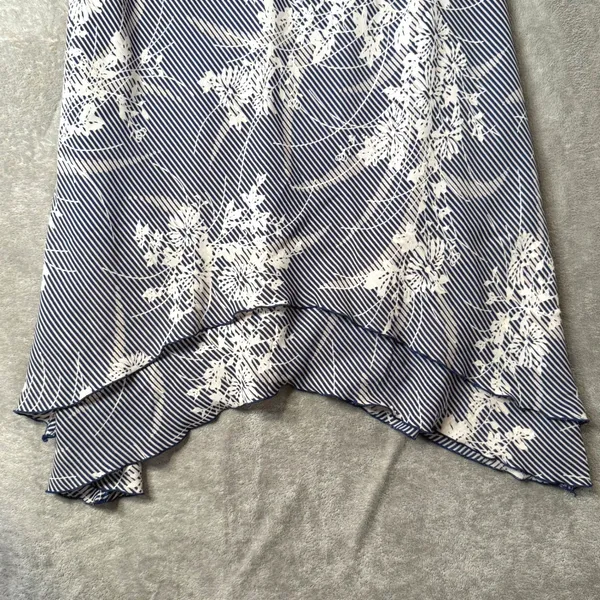 Womens Floral Handkerchief Layered Hem Midi Skirt Size L Blue Flowy Asymmetric - Image 3